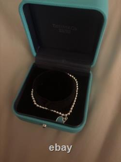 Tiffany & Co. Classic Unisex Sterling Silver Blue Enamel Heart Bracelet