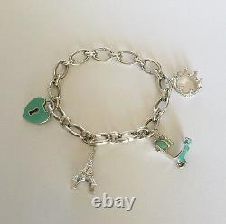 Tiffany & Co. Crown, Blue Enamel Scooter, Heart & Eiffel Tower Bracelet