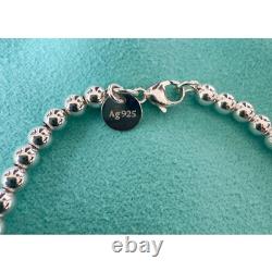 Tiffany & Co. Diamond Blue Enamel Return RTT Heart Bead Ball Bracelet7.5Inches