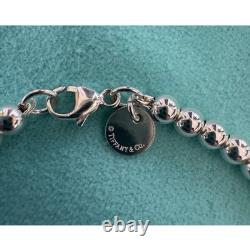 Tiffany & Co. Diamond Blue Enamel Return RTT Heart Bead Ball Bracelet7.5Inches