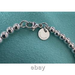 Tiffany & Co. Diamond Blue Enamel Return RTT Heart Bead Ball Bracelet7.5Inches