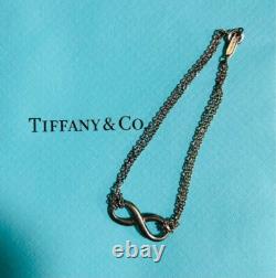 Tiffany & Co Infinity Blue Enamel Double Chain Bracelet SV925 withBox