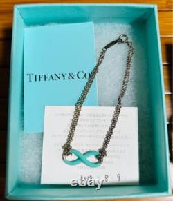 Tiffany & Co Infinity Blue Enamel Double Chain Bracelet SV925 withBox