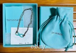 Tiffany & Co. Infinity Blue Enamel Double Chain Bracelet Silver925 WithBox Used