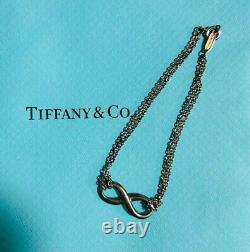 Tiffany & Co. Infinity Blue Enamel Double Chain Bracelet Silver925 WithBox Used