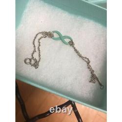 Tiffany & Co Infinity Bracelet with Double Chain in Blue Enamel Sterling