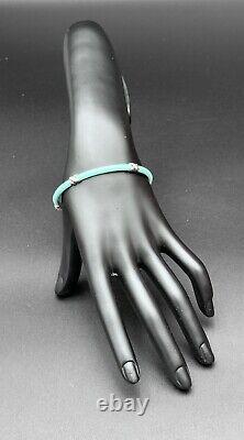 Tiffany & Co Italy Silver Signature X Blue Enamel Bangle Large Bracelet & Pouch