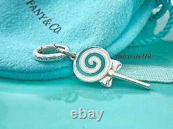 Tiffany & Co Lollypop Love Blue Enamel Charm Oval Clasp Silver Gift Pouch 2172B