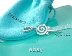 Tiffany & Co Lollypop Love Blue Enamel Charm Oval Clasp Silver Gift Pouch 2172B