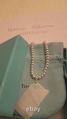 Tiffany&Co. Mini Blue Enamel / Silver Heart Tag Bracelet T&Co
