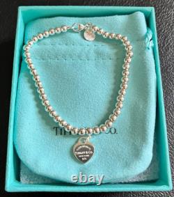 Tiffany & Co Pink Enamel Mini Heart Tag Bead Bracelet Return to Tiffany