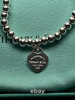 Tiffany & Co Pink Enamel Mini Heart Tag Bead Bracelet Return to Tiffany