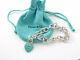 Tiffany & Co Rare Silver Blue Enamel Heart Charm Pendant Bracelet Bangle