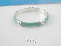 Tiffany & Co RARE Silver Wide Thick Blue Enamel Bangle Bracelet Cuff