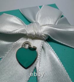 Tiffany &Co RTT Blue Enamel Small Heart Charm pendant or for bracelet Sterl 925