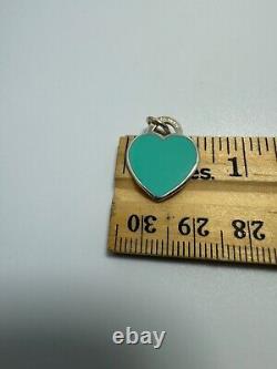 Tiffany &Co RTT Blue Enamel Small Heart Charm pendant or for bracelet Sterl 925