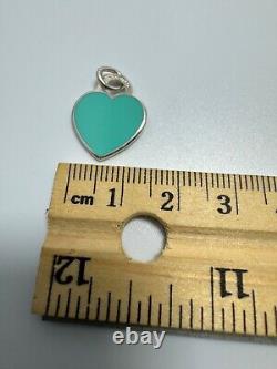 Tiffany &Co RTT Blue Enamel Small Heart Charm pendant or for bracelet Sterl 925