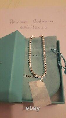 Tiffany&Co. RTT T&Co. Mini Blue Enamel Silver Heart Tag Bracelet