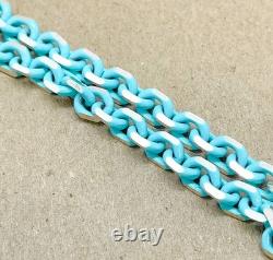 Tiffany & Co. Rare Blue Enamel Sparkle Chain Bracelet Sterling Silver 6.5