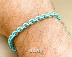 Tiffany & Co. Rare Blue Enamel Sparkle Chain Bracelet Sterling Silver 6.5