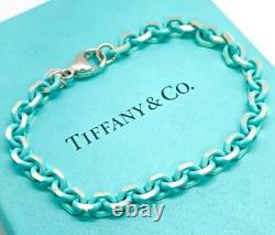 Tiffany & Co. Rare Blue Enamel Sparkle Chain Bracelet Sterling Silver 6.5