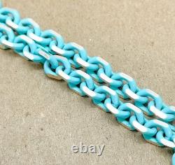 Tiffany & Co. Rare Blue Enamel Sparkle Chain Bracelet Sterling Silver 6.5