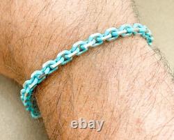 Tiffany & Co. Rare Blue Enamel Sparkle Chain Bracelet Sterling Silver 6.5