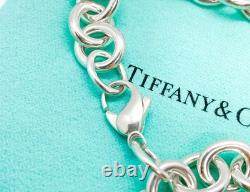 Tiffany & Co. Return Blue Enamel Splash Medium Heart Tag Bracelet Silver 7.25