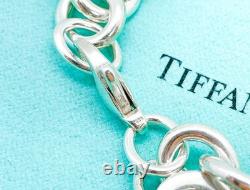 Tiffany & Co. Return Blue Enamel Splash Medium Heart Tag Bracelet Silver 7.25