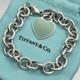 Tiffany & Co. Return To Blue Enamel Heart Tag 7.5 Medium Bracelet Silver Pouch