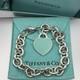 Tiffany & Co. Return To Blue Enamel Heart Tag Medium 7.5 Bracelet Silver 925