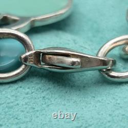 Tiffany & Co. Return To Blue Enamel Heart Tag Medium 7.5 Bracelet Silver 925