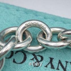 Tiffany & Co. Return To Blue Enamel Heart Tag Medium 7.5 Bracelet Silver 925