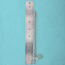 Tiffany & Co. Return To Blue Enamel Heart Tag Medium 7.5 Bracelet Silver 925