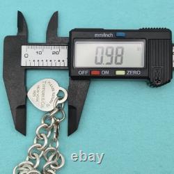 Tiffany & Co. Return To Blue Enamel Heart Tag Medium 7.5 Bracelet Silver 925
