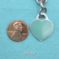 Tiffany & Co. Return To Blue Enamel Heart Tag Medium 7.5 Bracelet Silver 925