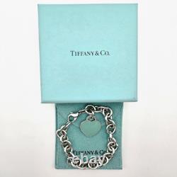 Tiffany & Co. Return To Blue Enamel Heart Tag Medium 7.5 Bracelet Silver 925