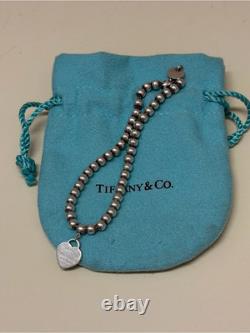 Tiffany & Co. Return To Blue Enamel Mini Heart Bead Large 7 Bracelet Silver