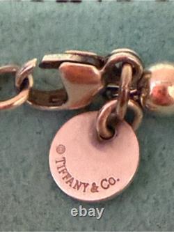 Tiffany & Co. Return To Blue Enamel Mini Heart Bead Large 7 Bracelet Silver
