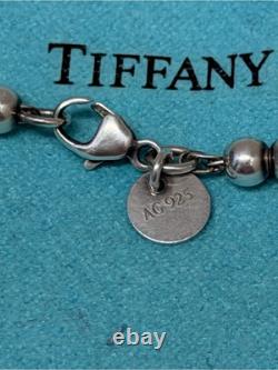 Tiffany & Co. Return To Blue Enamel Mini Heart Bead Large 7 Bracelet Silver