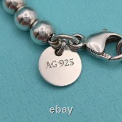 Tiffany & Co. Return To Blue Enamel Mini Heart Bead Small 6.5 Bracelet Silver
