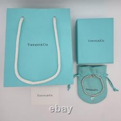 Tiffany & Co. Return To Blue Enamel Mini Heart Bead Small 6.5 Bracelet Silver