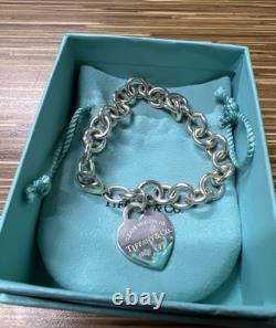 Tiffany & Co. Return To Blue Enamel Splash Heart Link Bracelet