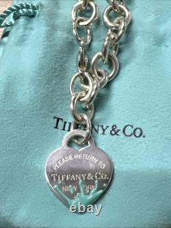 Tiffany & Co. Return To Blue Enamel Splash Heart Link Bracelet
