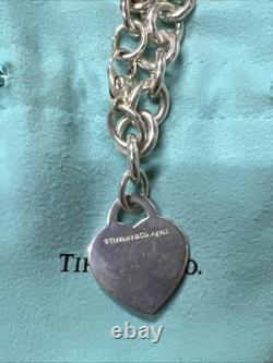 Tiffany & Co. Return To Blue Enamel Splash Heart Link Bracelet