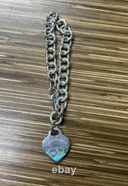Tiffany & Co. Return To Blue Enamel Splash Heart Link Bracelet
