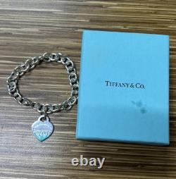 Tiffany & Co. Return To Blue Enamel Splash Heart Link Bracelet