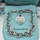 Tiffany & Co. Return To Blue Enamel Splash Heart Tag 8 Large Bracelet Silver