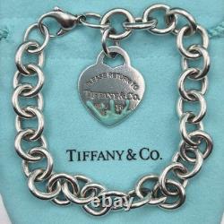 Tiffany & Co. Return To Blue Enamel Splash Heart Tag 8 Large Bracelet Silver