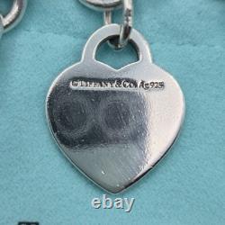 Tiffany & Co. Return To Blue Enamel Splash Heart Tag 8 Large Bracelet Silver